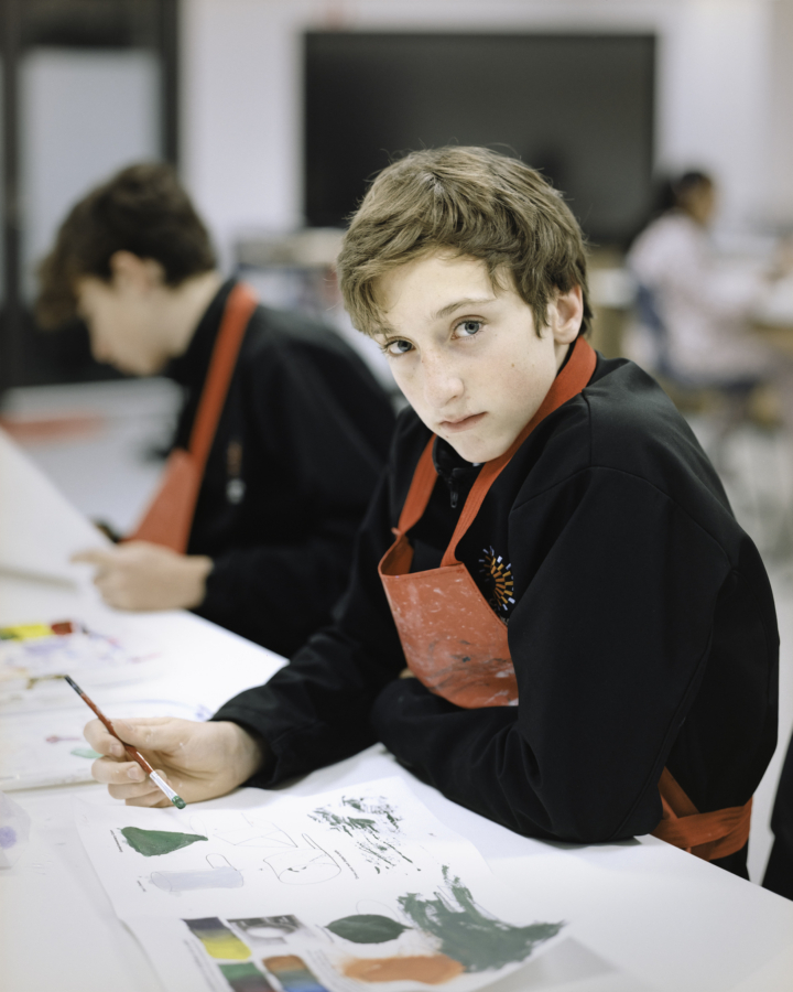 Claudia Caporn: Nathan, completing his shading and depth exercise (Year 9 Art Class), 2022