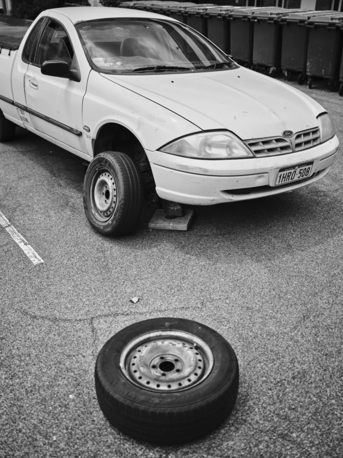 Duncan Wright: A burst tyre, 2023